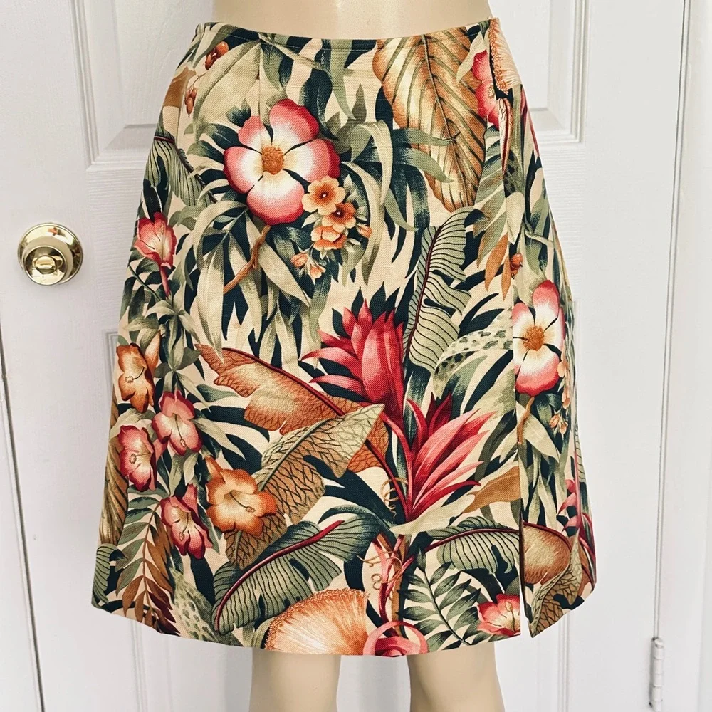 Ultra Dress Collection Tropical Floral Midi Dress in Green, Pink, Gold - Picture 4 of 16